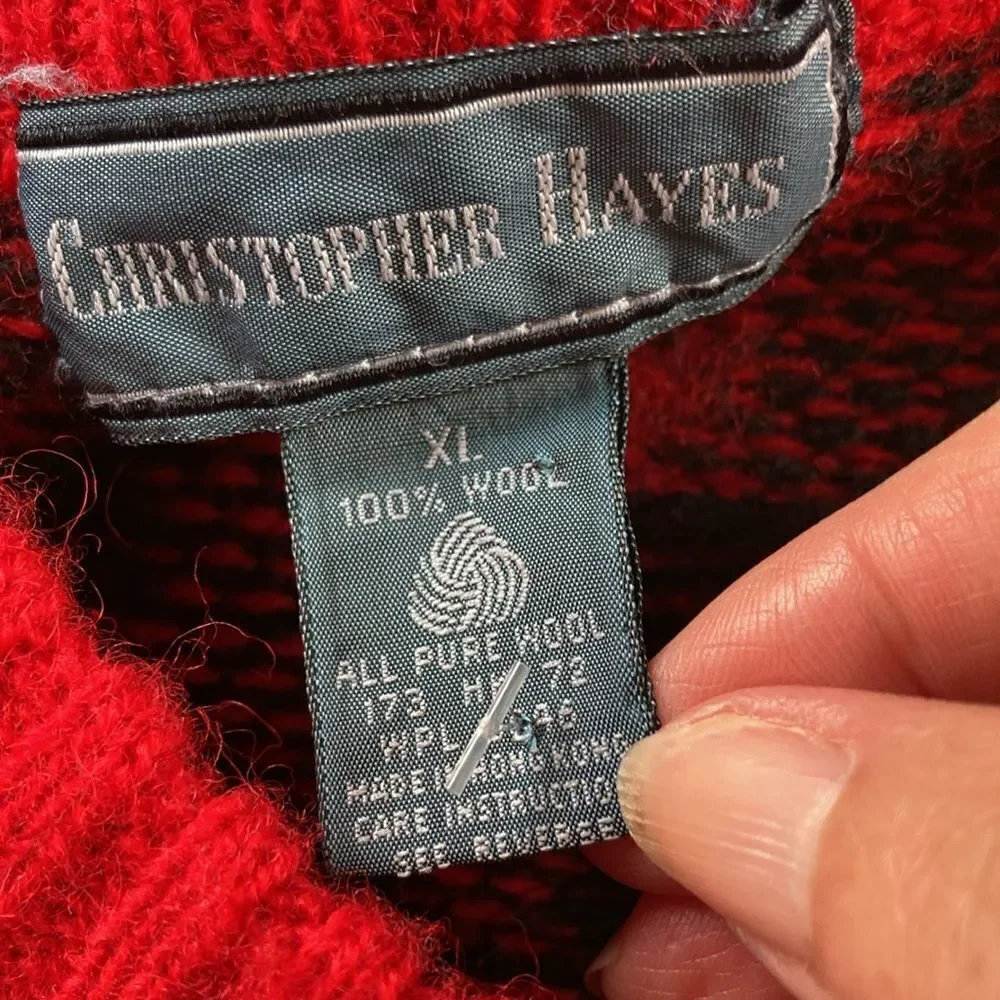 Vintage Christopher Hayes 100% Wool Crewneck Grandpa Sweater Size XL